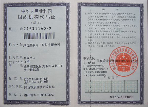 Organization certificate